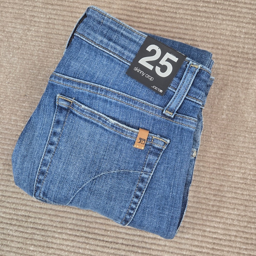 Joe's Jeans Womens 25 Blue Fringed Hem Skinny Crop Denim Jeans